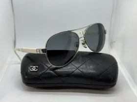 4195-q Chanel C.124/3c Silver / White Metal Aviator Eyeglasses Frame 58-13 135