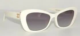 5481-h Chanel 1255/s6 New Sunglasses White-gold-pearl / Grey Gradient With Case
