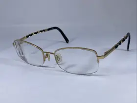 52-18-135 Chanel Ac5851654 2131q C.293 Italy Gold/black Leather Eyeglasses Frame