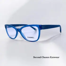 C.1543 Chanel Rare 3322 Eyeglass Frame-unworn-blue Quilted Temples-made In Italy
