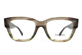 52-18-140 Chanel C.1743 Eyeglasses Frames 3455 Khaki Brown Horn Thick Rim Gold