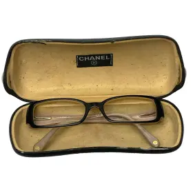 C.851 Chanel Eyeglasses Frame 51mm Black Beige 3091 Logo Made In Italy Glasses