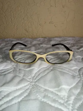 C.893 Chanel Eyeglasses 3112 Gloss Bone/black Rectangular Frame Italy 51 16 130