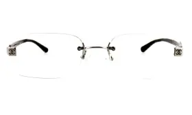 Ch2028 Chanel Ch 2028 501 55mm Silver Cc Cocomark Rimless Eyeglasses Frames Only Italy