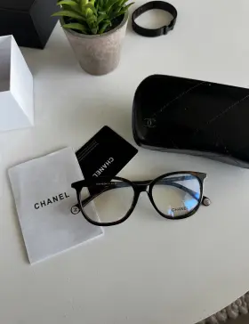 Ch3277 Chanel Full Rim Brown Tortoise Shell Plastic Eyeglass Frames With Case