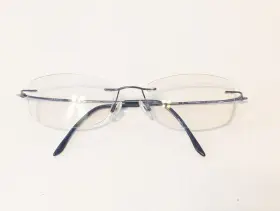 52-19-140 Charmant Ch10777 Titanium Ch8600e Drill Mount Eyeglass Frame Dark Blue