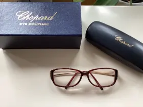 Vch009s Chopard Eye Couture Dark Red Maroon Glasses Frames Italy Case Box Gold