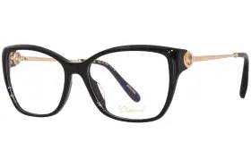Vch322s Chopard 0700 Titanium 23kt Gold Plated Eyeglasses Womens Black 55mm