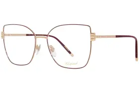 Vchg01 Chopard 0307 Titanium Eyeglasses Womens Gold/burgundy Full Rim 56m