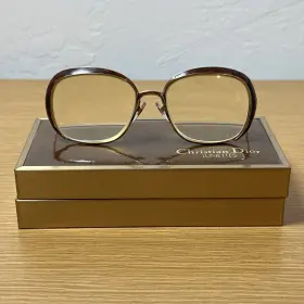 52cd16 Christian Dior Vtg Logo Lunettes Round Eyeglass Tortoise 2132 41 With Case