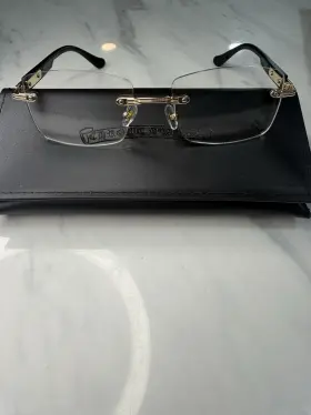 16-145 Chrome Hearts 54 With Cartier Rimless Gold Metal Eyeglasses Frames 16-145 Chrome Hearts 54 With Cartier Rimless Gold Metal Eyeglasses Frames