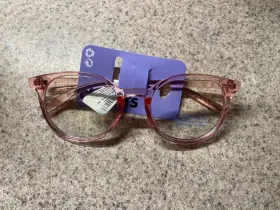 89993-0 Claires Solar Blue Light Reducing Retro Pink Clear Lens Frames -