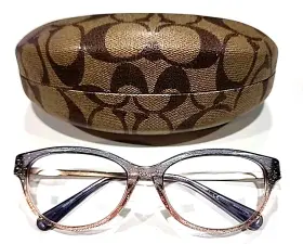 Hc6171u Coach Violet Peach Glitter Cat Eyes Oval Eyeglasses Frame 55-17 W Case