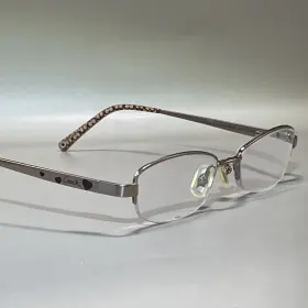 49-18-135 Coach Kian-219 Eyeglasses Kian 219 Taupe Metal Frame Half Rim Silver Brown