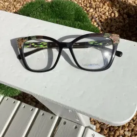 54-16-145 Coco Song Cv306 Ginger Flower Cat Eye Eyeglass Frames Black Floral 54-16-145 Coco Song Cv306 Ginger Flower Cat Eye Eyeglass Frames Black Floral