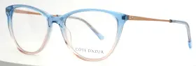 56-17-140 Cote Dazur Cda-366 Dftazur C2 Sky Blush Womens Cat Eye Eyeglasses B 43 56-17-140 Cote Dazur Cda-366 Dftazur C2 Sky Blush Womens Cat Eye Eyeglasses B 43