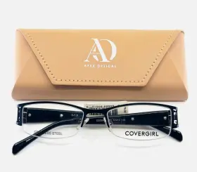 51-18-135 Cover Girl Cg0394-1 001 Black White Womens Rectangle Eyeglasses B 28
