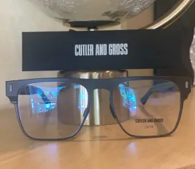 Op1366.matte Cutler And Gross Of London Black&dark Tort 56mm Square Eyeglasses