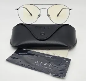 Sv-bb95 Diff Eyewear Sunday Silver Grey Frame Blue Light Blocking Lens Aviator Glasses