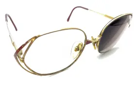 2302-47 Dior Christian 2302 47 Vintage Gold Red Round Metal Eyeglasses Frames 54-17 125