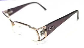 Cd3714 Dior Christian Gold Metal Rectangle Half Rim Eyeglasses 53-17 130 Italy