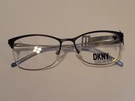 53-16-140 Dkny Dk1028 Dk 1028 Eyeglass Frames Demo Lenses Navy Blue And Silver Cat Eye