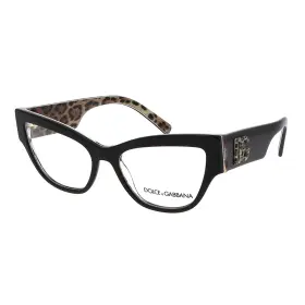 Dolce & Gabbana 056597948487 And Dg 3378 3299 Black On Leopard Brown Plastic Eyeglasses 53mm