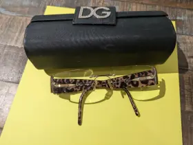 30907575016135 Dolce&gabbana And Women Leopard Print Frameless Eye Glasses With Crystals Case
