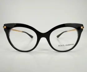 52-20-145 Dolce & Gabbana Dg3392 New And Dg 3392 Black/gold Cat Eye Authentic Glasses