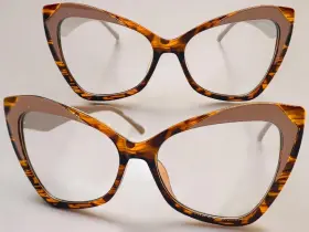 E2131 Eason Eyewear Classy Vintage 60s Retro Cat Eye Style Clear Lens Glasses Funky Brown Frame