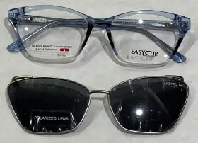 55-16-140 Easyclip Ec542 50 Crystal Blue/marbled Brown Eyeglasses Mag Sunglasses