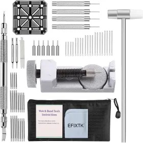 Efixtk 608631078995 Watch Band Strap Link Pins Remover Repair Tool 24 In 1 Kit With 6 Silver