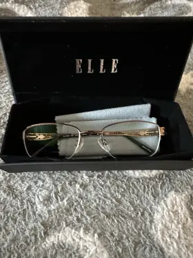 50-19-135 Elle El13430 Eyeglasses Frame Br Half Rimless Dark Brown With Flip Case