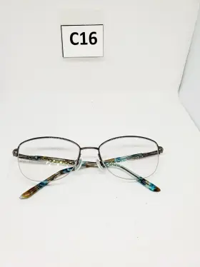 52-17-135 Elle El13472 Br Half Rim Eyeglasses Frames Silver Brown Blue