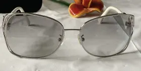 Emilio Pucci Ep104s Silver Sunglasses Frames With White And Purple Swirl Arms