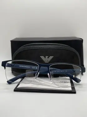 0ea1138 Emporio Armani 0ea113 Mens Matte Blue Frame Demo Lens Half Rim Eyeglasses