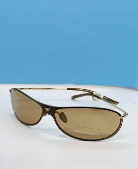 99-01-125 Emporio Armani 9037/s Sunglasses Wrap Gold Brown Metal New
