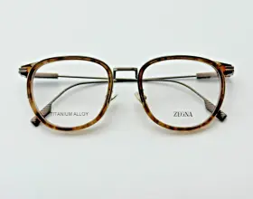 52-20-145 Ermenegildo Zegna Ez5337-d Eyeglasses Frames 048 Light Brown Geometric