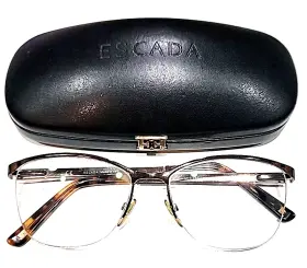 Ves873 Escada Brown Metal Half Rim Oval Eyeglasses 54-16 140 Italy W Case