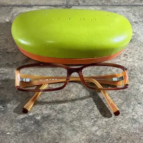 52-16-135 Etro Ve9856 Col.9c6 Brown Orange Rectangular Eyeglasses Frames With Case 52-16-135 Etro Ve9856 Col.9c6 Brown Orange Rectangular Eyeglasses Frames With Case