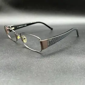 7687-092224-28.95 Fendi F964 060 Eyeglasses Frame Gunmetal Brown Flex Italy 52-17-135 Used