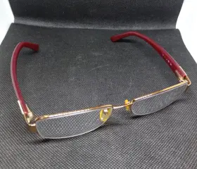 Rl6936 Fendi F963 Semi-rimless Used Eyeglasses Gold/red Frames - Eyewear