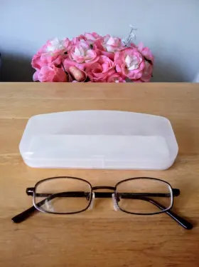 49-19-140 Fission 730732026060 017 Eyeglasses Size Brown With Original Case Used Great Shape
