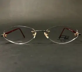 54-18-135 Flair Col.711 Eyeglasses Frames Jet Set 709 Red Gold Oval Rimless
