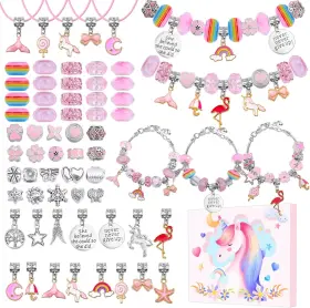 Cbmk-06 Flasoo Diy Charm Bracelet Making Kit Jewelry With Unicorn Mermaid Pink