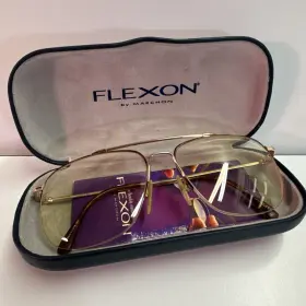 59-17-145 Flexon Autoflex 17 Marchon Eyeglasses Frame Men Gold Half Rim Rectangl