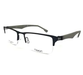 Flexon E1070-412 Eyeglasses Frames E1070 412 Navy Blue Gray Rectangle Half Rim 52-19-140