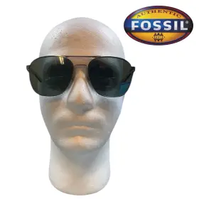 Fossil Fm117 Aviator Sunglasses Frame Black Gunmetal Gray Lens Style Logo Name