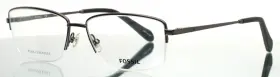 53-15-140 Fossil Fos7137 R80 Gunmetal Mens Rectangle Half Rim Eyeglasses B 34