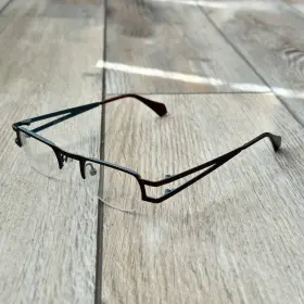 42-21-135 Frame M2043 Menizzi Eyeglasses Frames 01 Brown/blue Half Rim Metal Glasses